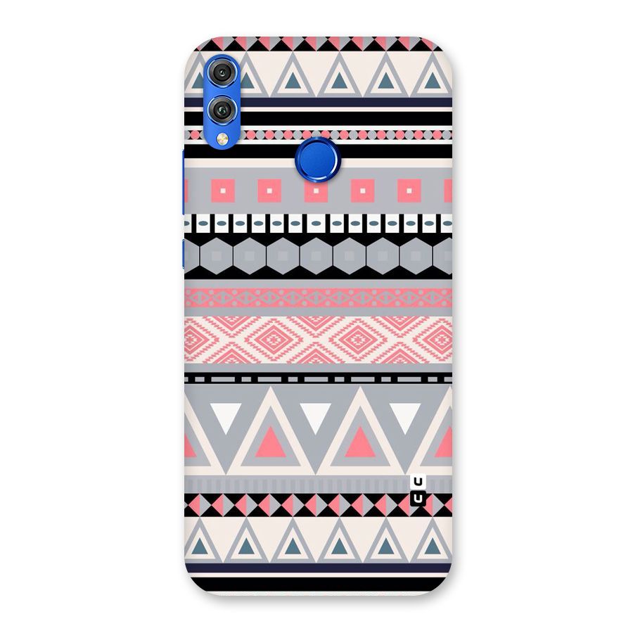 Grey Pink Pattern Back Case for Honor 8X