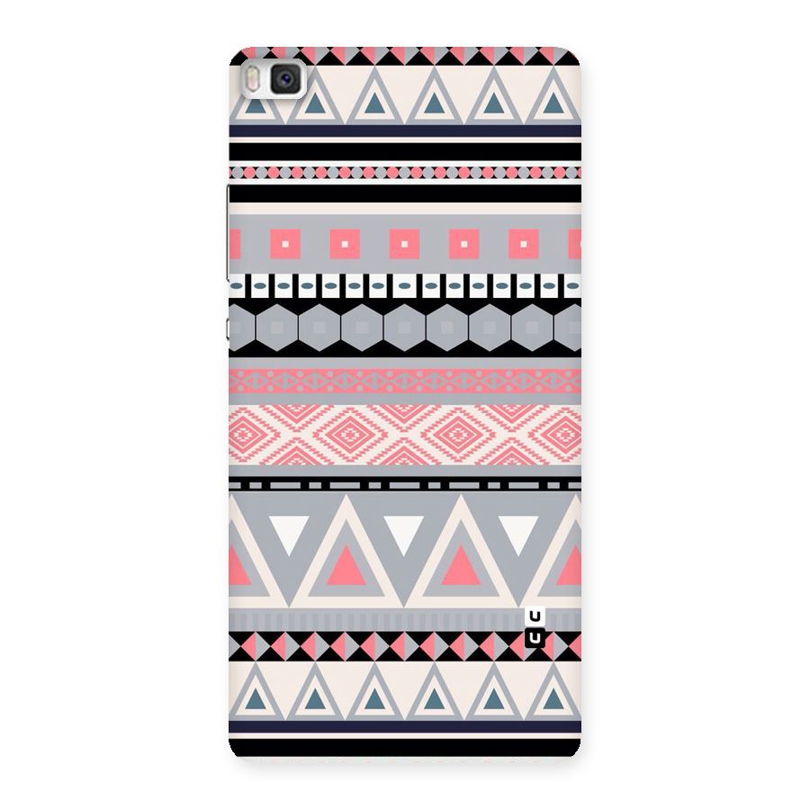 Grey Pink Pattern Back Case for Huawei P8