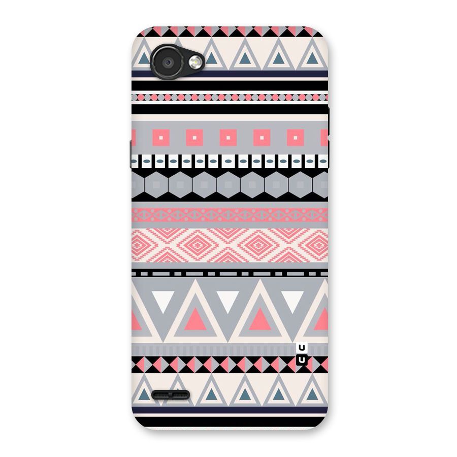 Grey Pink Pattern Back Case for LG Q6