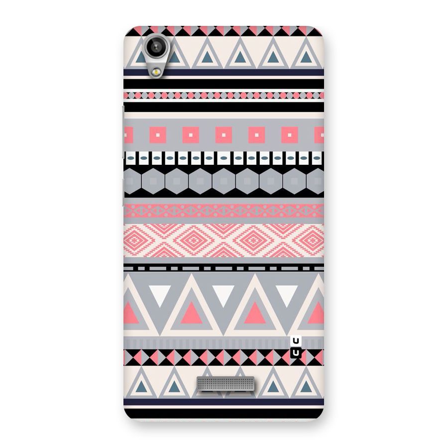 Grey Pink Pattern Back Case for Lava-Pixel-V1
