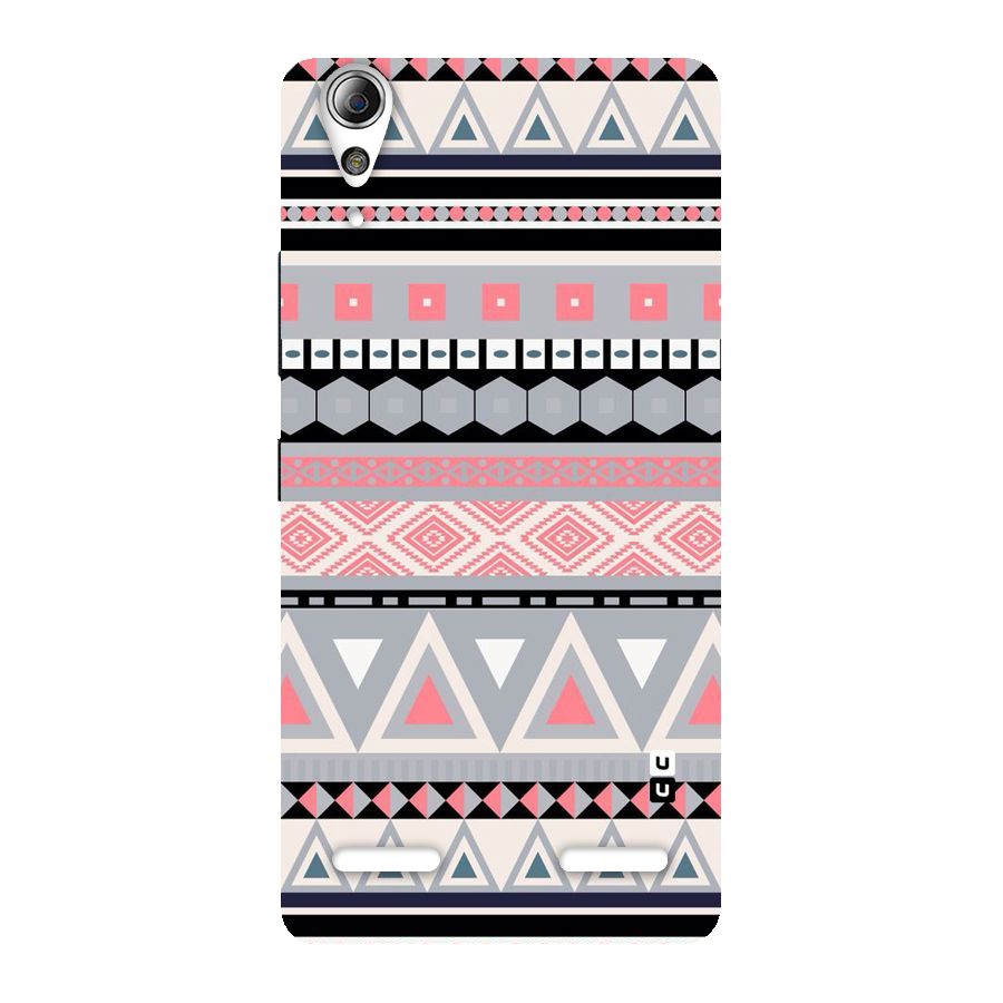 Grey Pink Pattern Back Case for Lenovo A6000 Plus