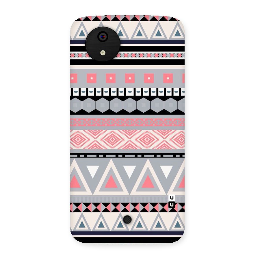 Grey Pink Pattern Back Case for Micromax Canvas A1