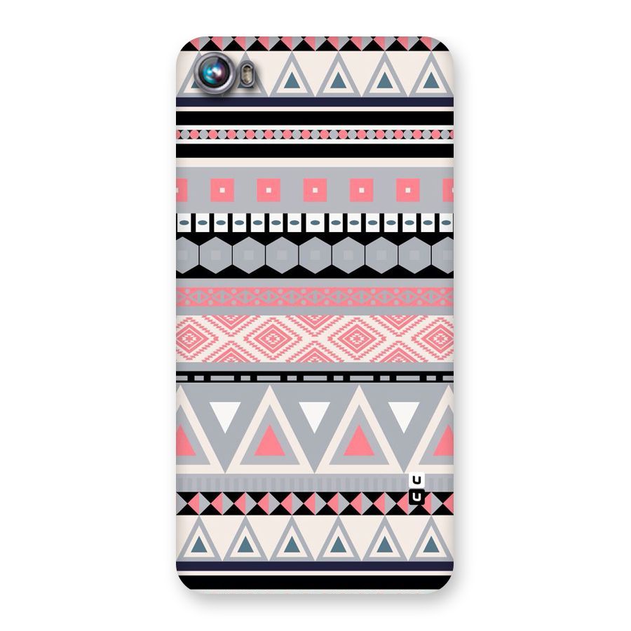 Grey Pink Pattern Back Case for Micromax Canvas Fire 4 A107