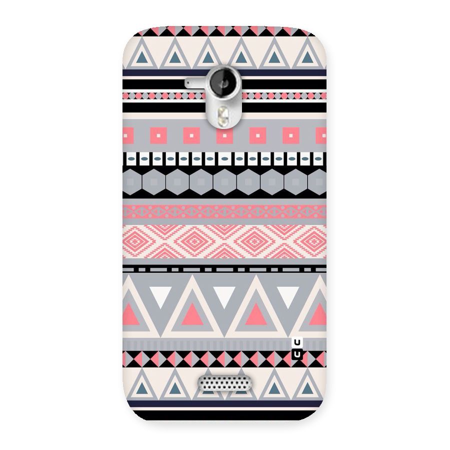 Grey Pink Pattern Back Case for Micromax Canvas HD A116