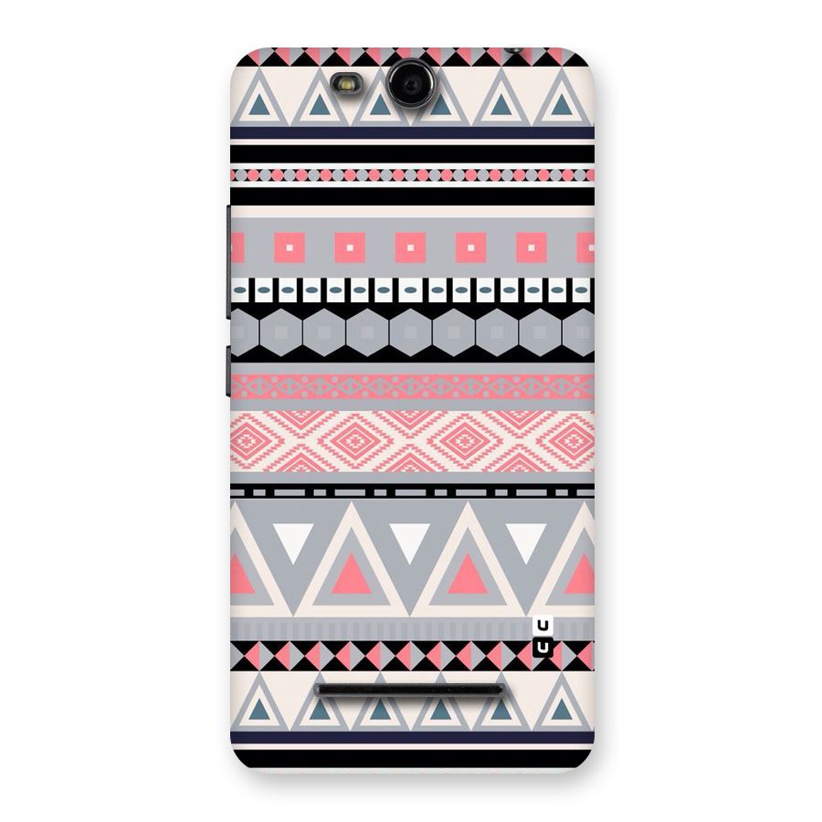 Grey Pink Pattern Back Case for Micromax Canvas Juice 3 Q392