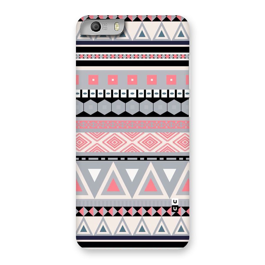 Grey Pink Pattern Back Case for Micromax Canvas Knight 2