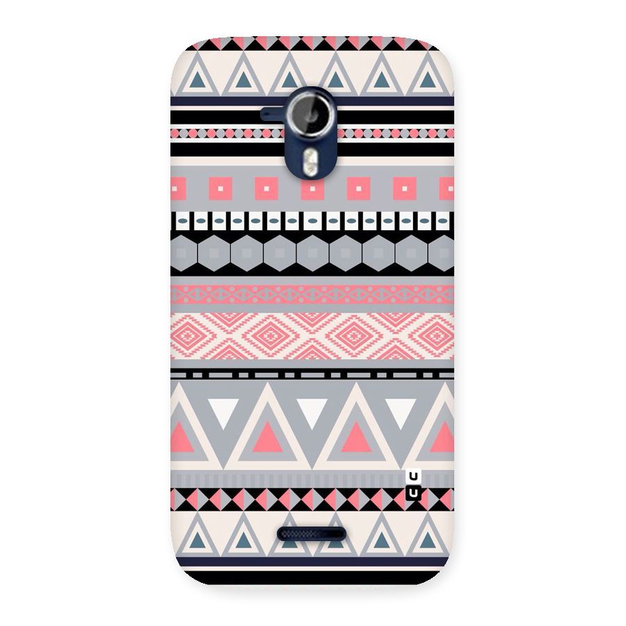 Grey Pink Pattern Back Case for Micromax Canvas Magnus A117
