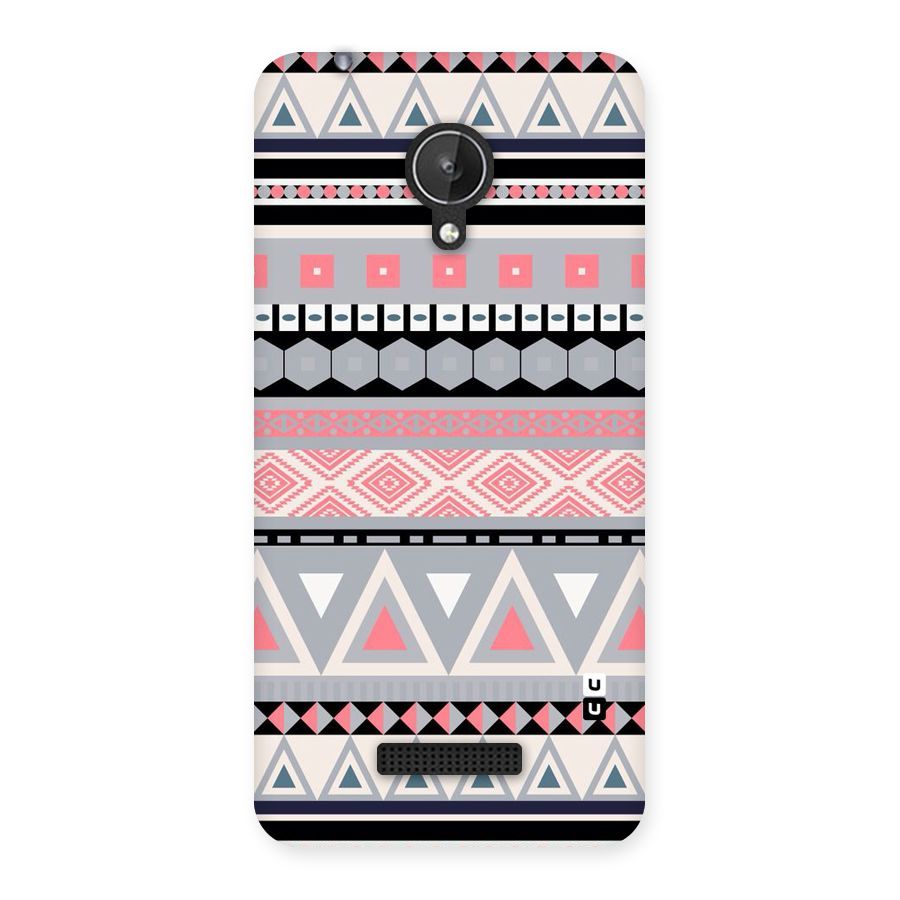 Grey Pink Pattern Back Case for Micromax Canvas Spark Q380