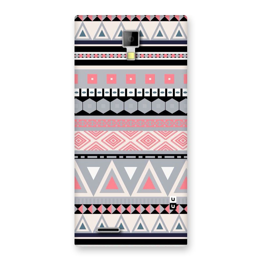 Grey Pink Pattern Back Case for Micromax Canvas Xpress A99