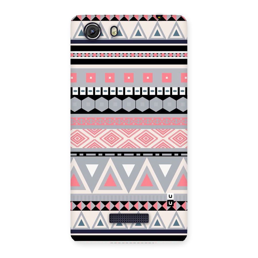 Grey Pink Pattern Back Case for Micromax Unite 3