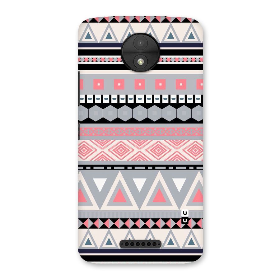 Grey Pink Pattern Back Case for Moto C