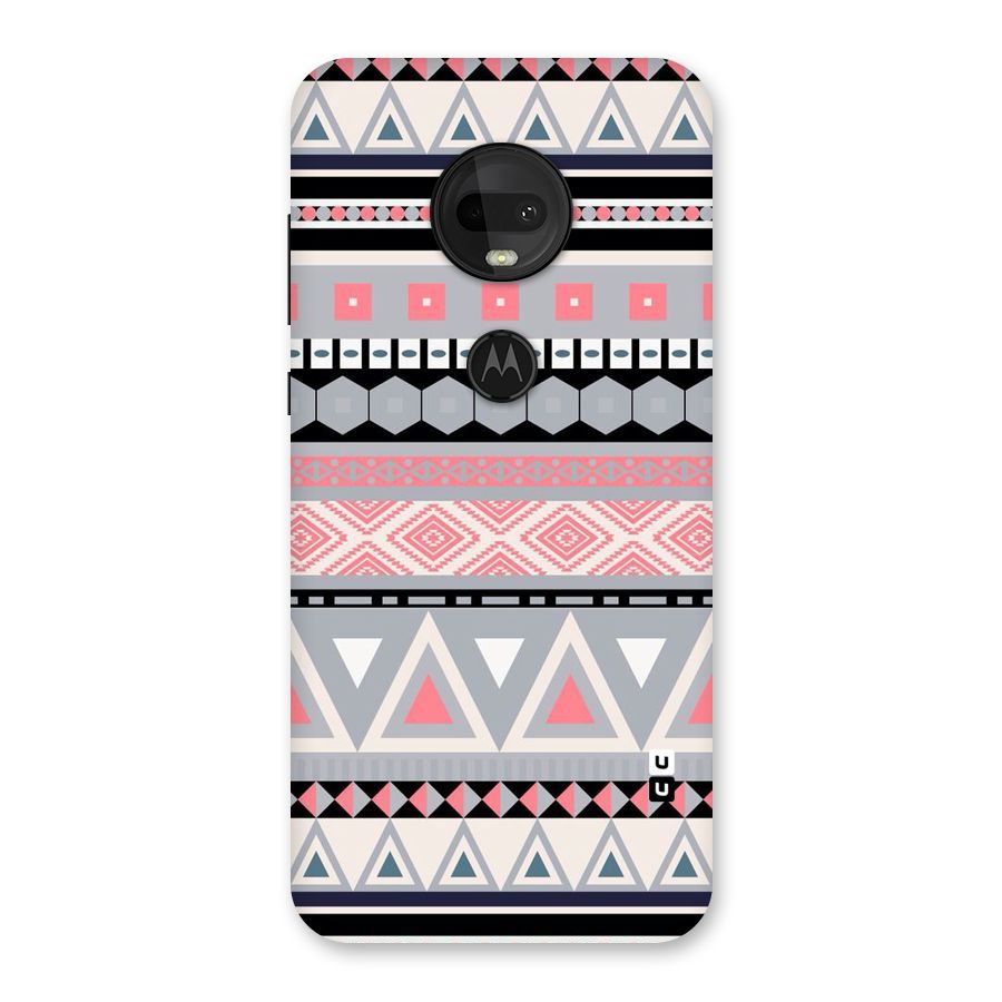 Grey Pink Pattern Back Case for Moto G7