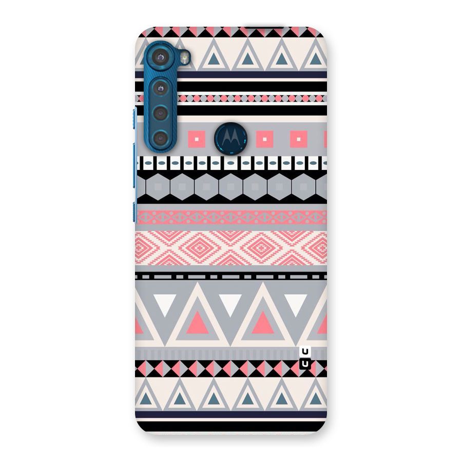 Grey Pink Pattern Back Case for Motorola One Fusion Plus