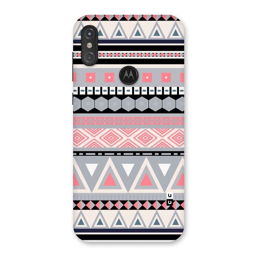 Grey Pink Pattern Back Case for Motorola One Power