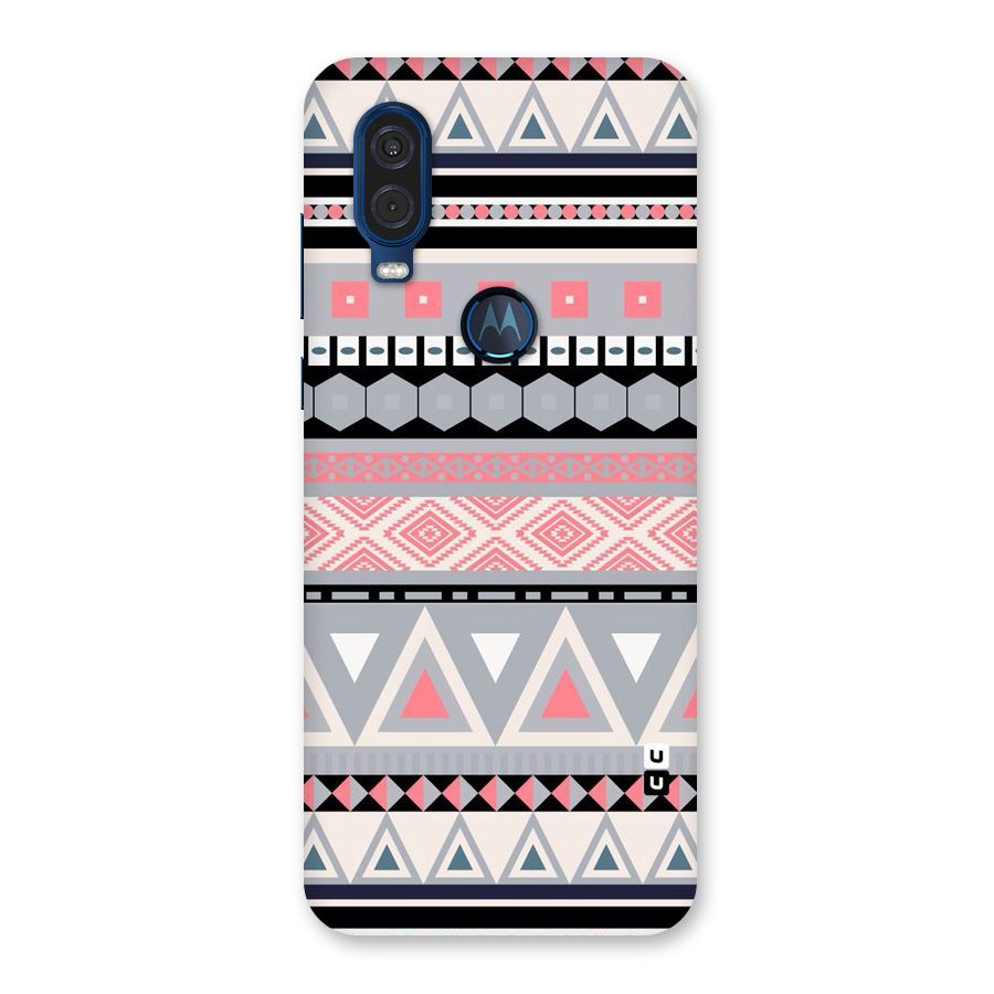 Grey Pink Pattern Back Case for Motorola One Vision