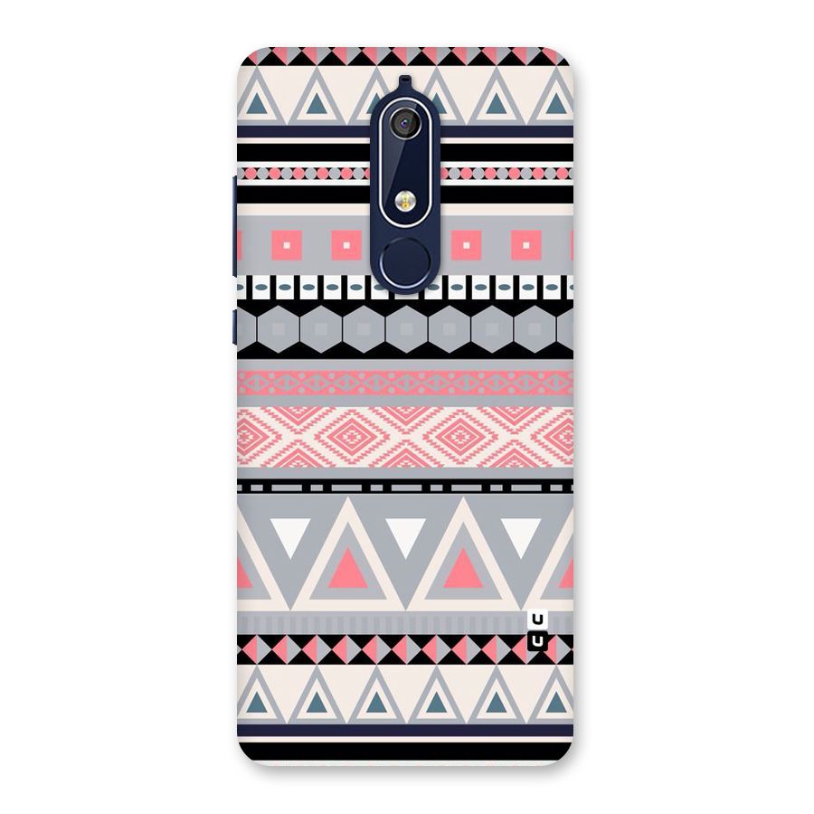 Grey Pink Pattern Back Case for Nokia 5.1
