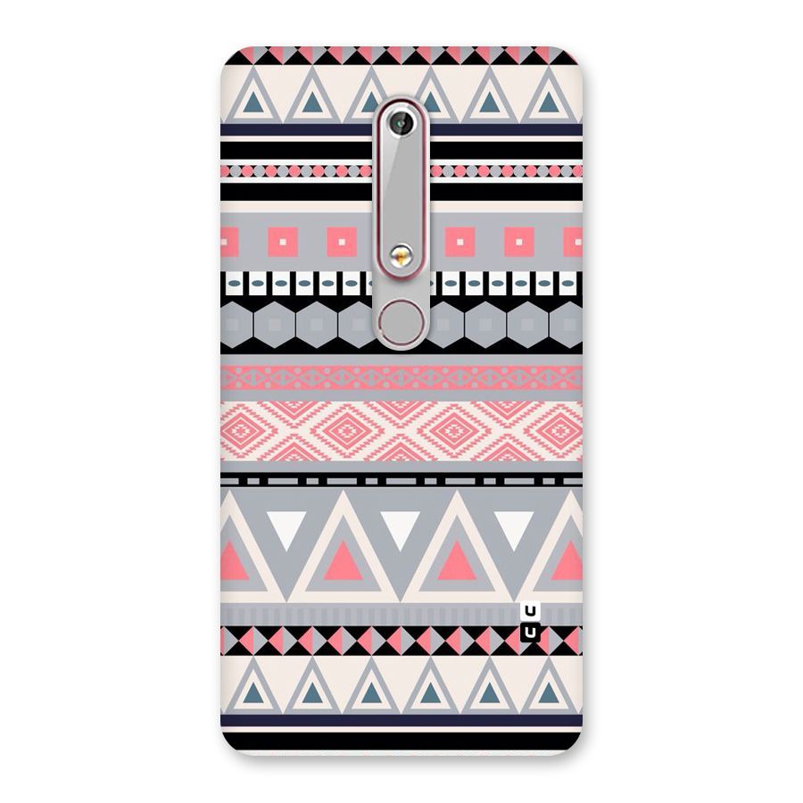 Grey Pink Pattern Back Case for Nokia 6.1