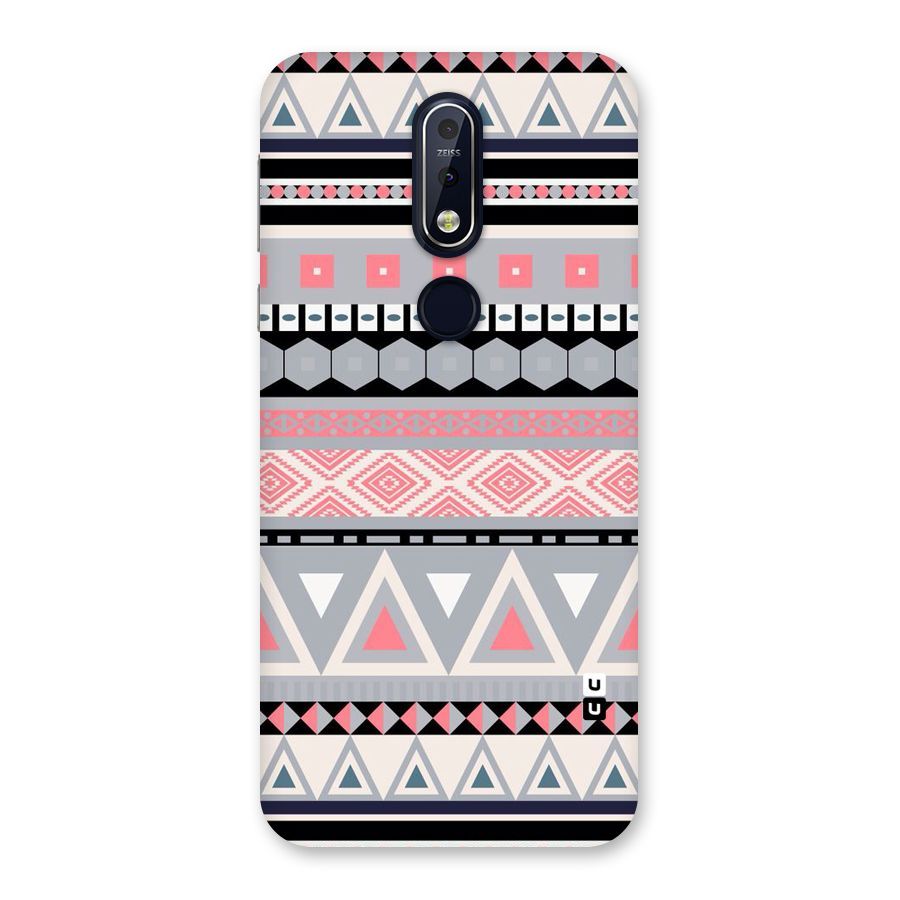 Grey Pink Pattern Back Case for Nokia 7.1