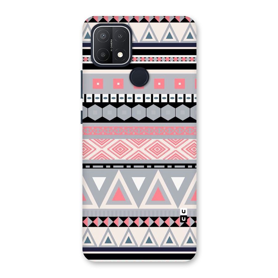 Grey Pink Pattern Back Case for Oppo A15s