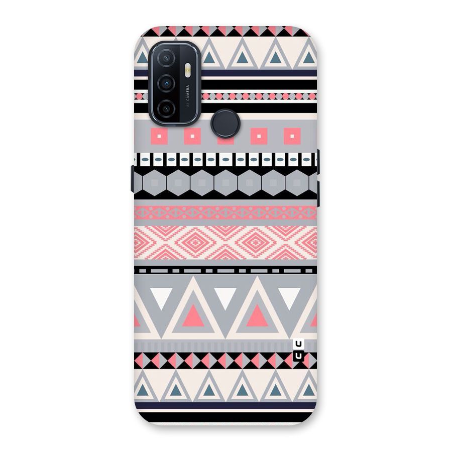 Grey Pink Pattern Back Case for Oppo A32
