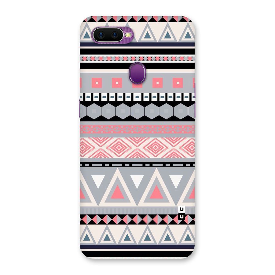 Grey Pink Pattern Back Case for Oppo F9