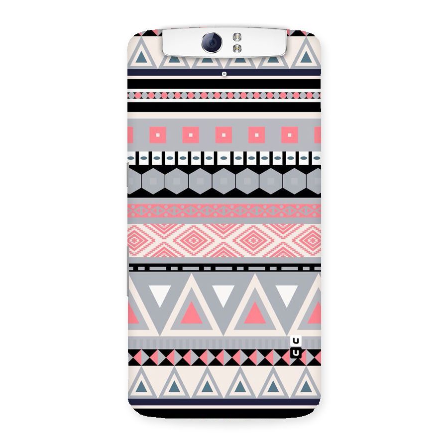 Grey Pink Pattern Back Case for Oppo N1