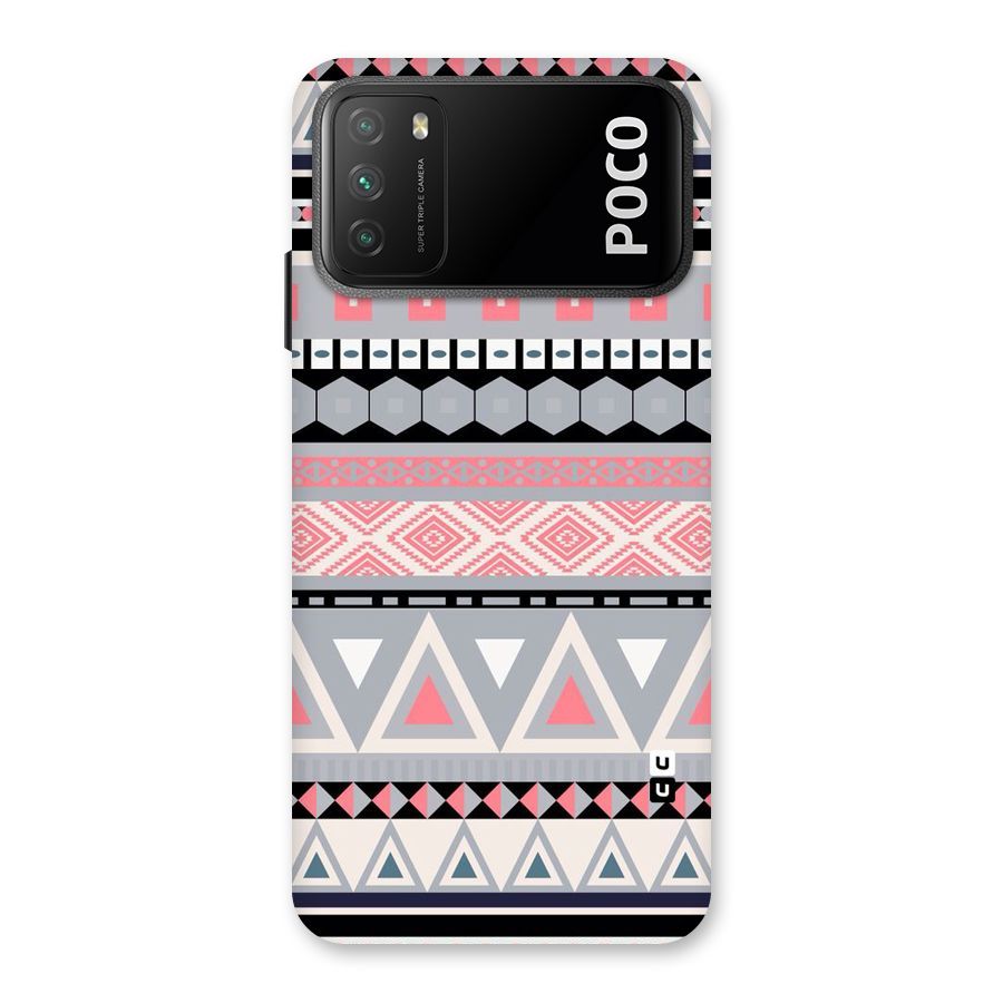 Grey Pink Pattern Back Case for Poco M3