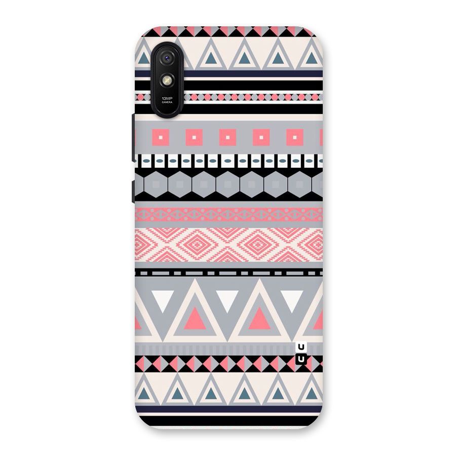 Grey Pink Pattern Back Case for Redmi 9A
