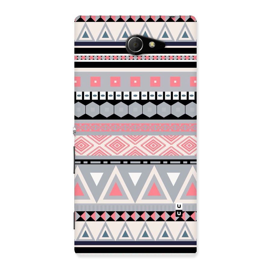 Grey Pink Pattern Back Case for Sony Xperia M2
