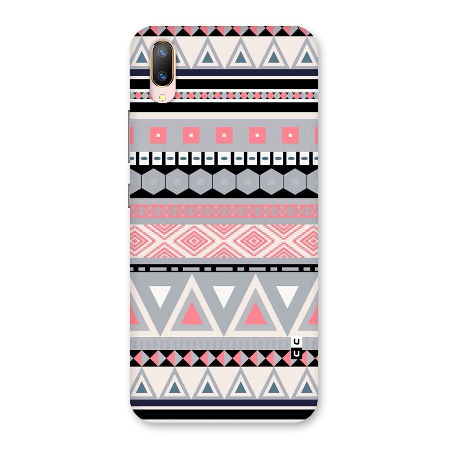 Grey Pink Pattern Back Case for Vivo V11 Pro