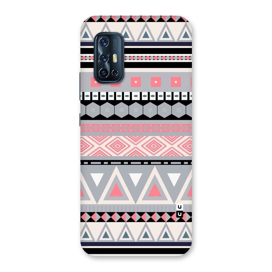 Grey Pink Pattern Back Case for Vivo V17