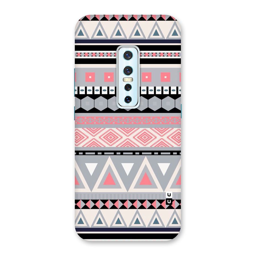 Grey Pink Pattern Back Case for Vivo V17 Pro