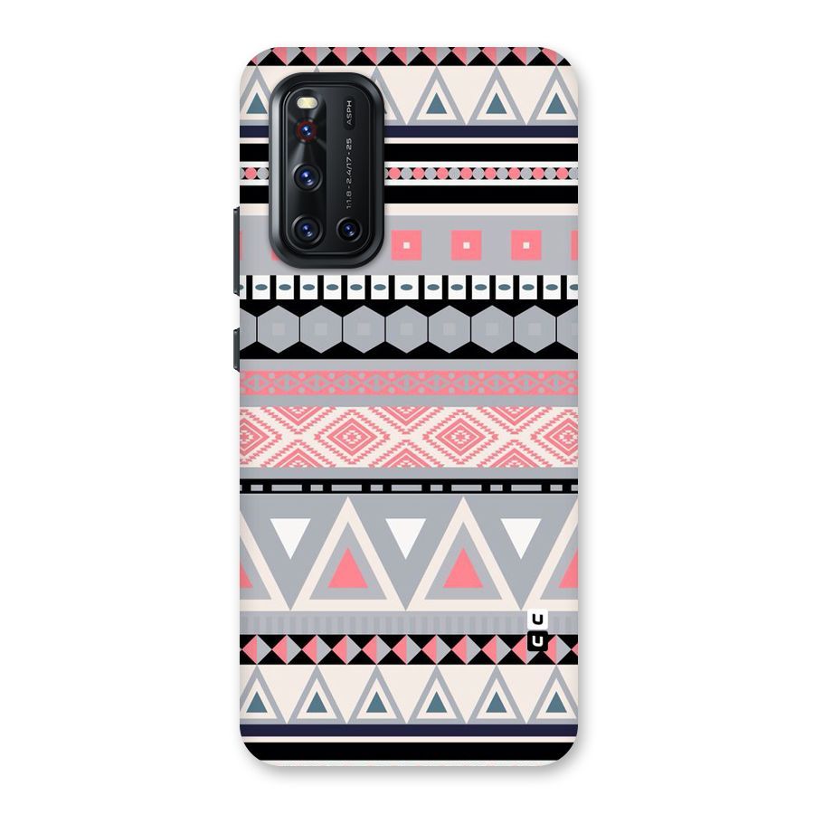 Grey Pink Pattern Back Case for Vivo V19