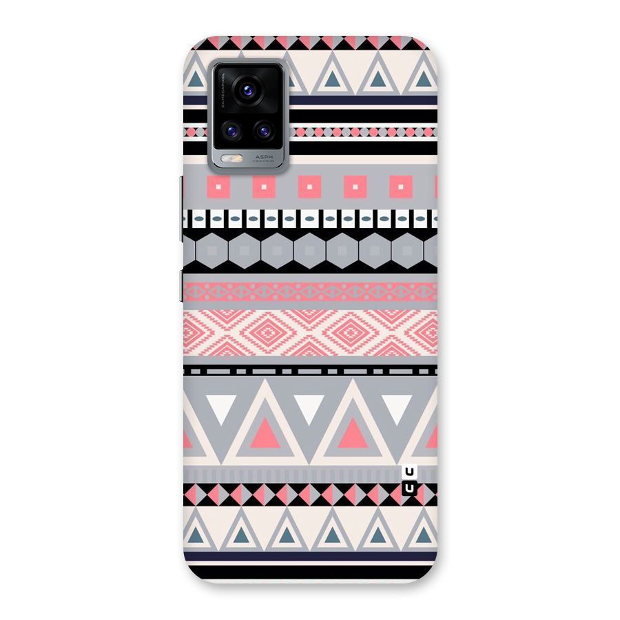 Grey Pink Pattern Back Case for Vivo V20