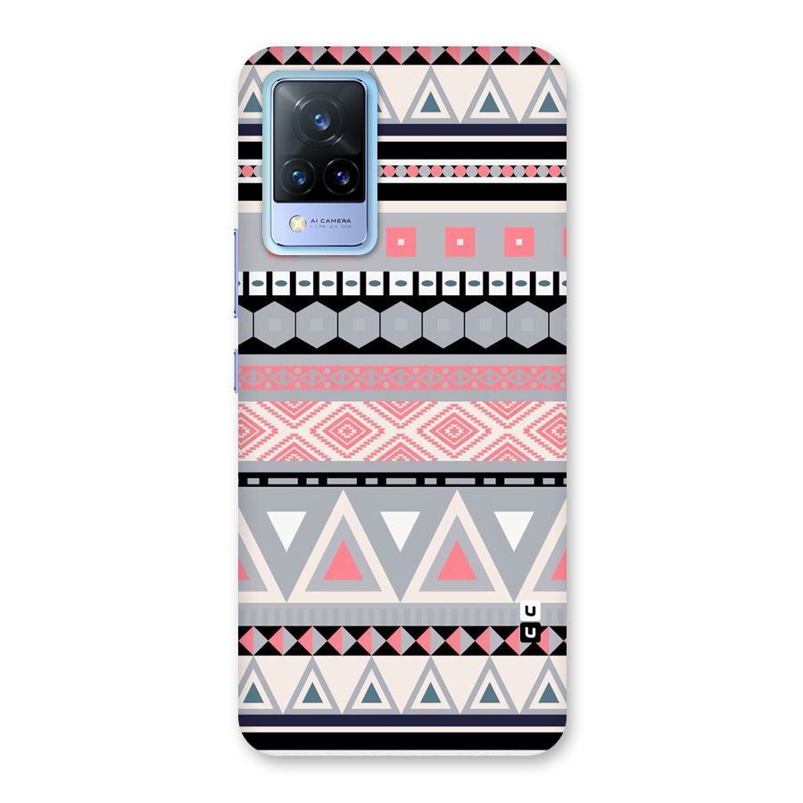 Grey Pink Pattern Back Case for Vivo V21 5G