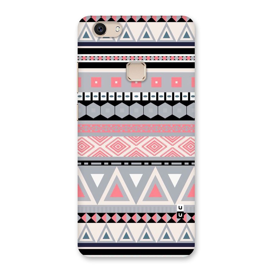 Grey Pink Pattern Back Case for Vivo V7