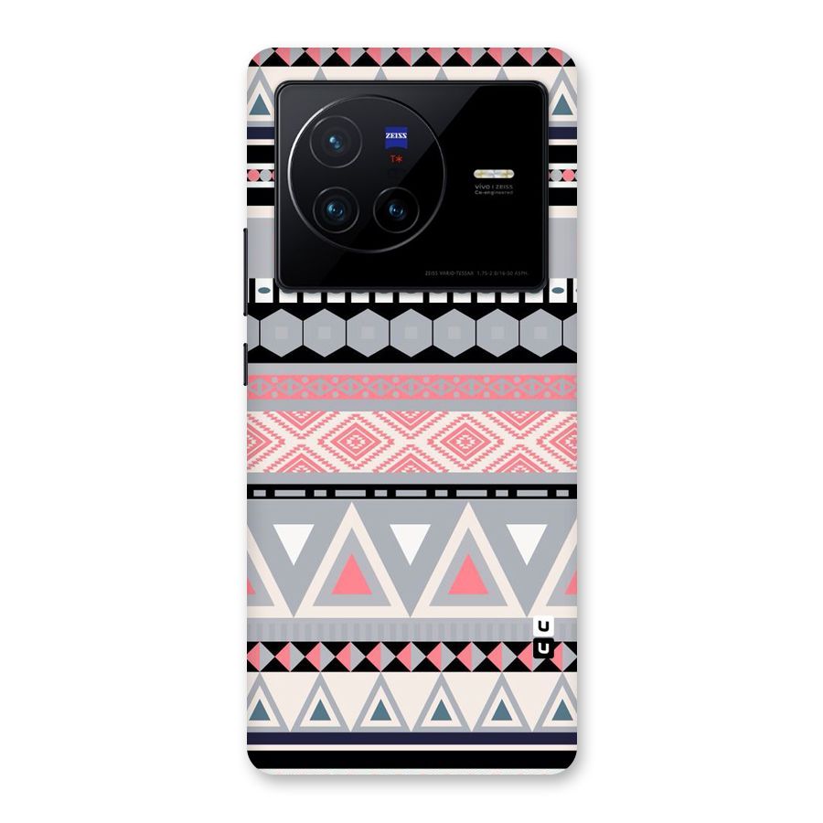 Grey Pink Pattern Back Case for Vivo X80