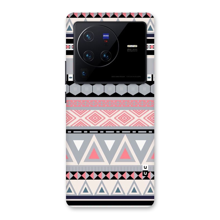 Grey Pink Pattern Back Case for Vivo X80 Pro