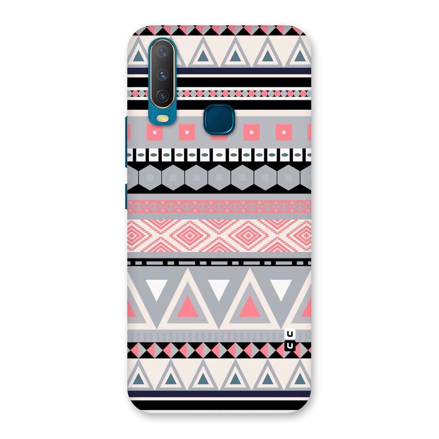 Grey Pink Pattern Back Case for Vivo Y17