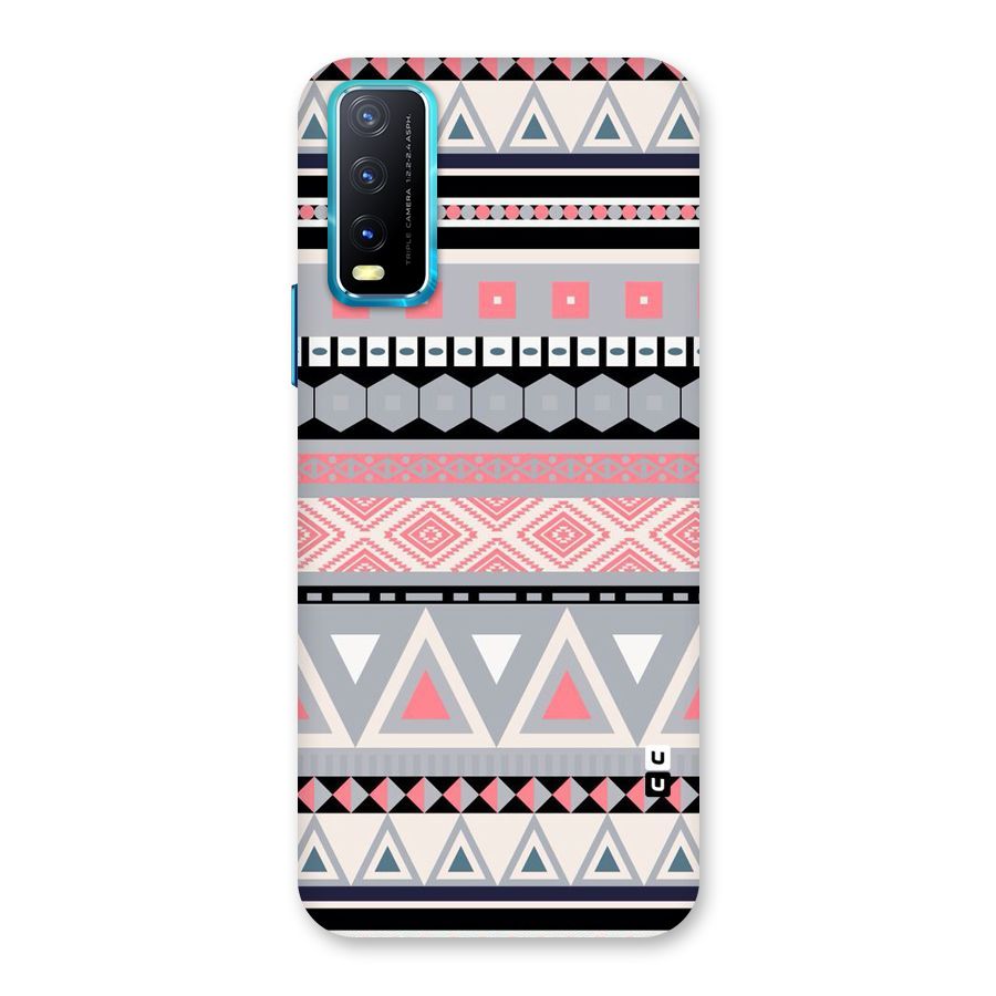 Grey Pink Pattern Back Case for Vivo Y20