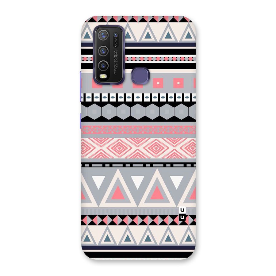 Grey Pink Pattern Back Case for Vivo Y30