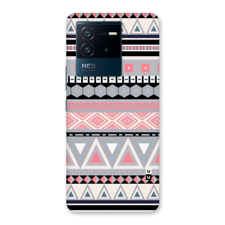 Grey Pink Pattern Back Case for Vivo iQOO Neo 6 5G