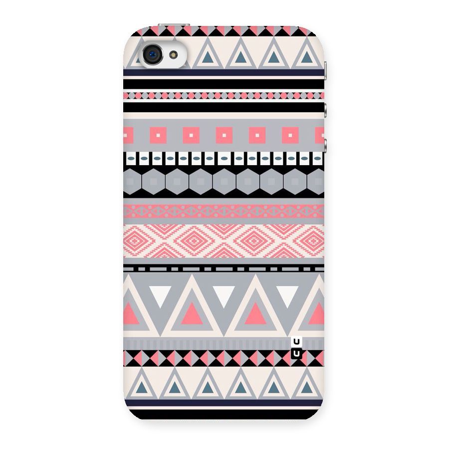 Grey Pink Pattern Back Case for iPhone 4 4s