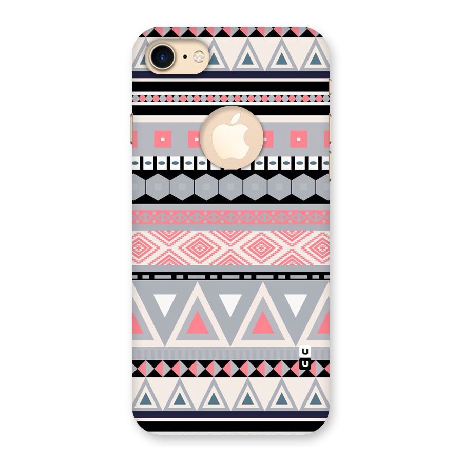 Grey Pink Pattern Back Case for iPhone 7 Logo Cut