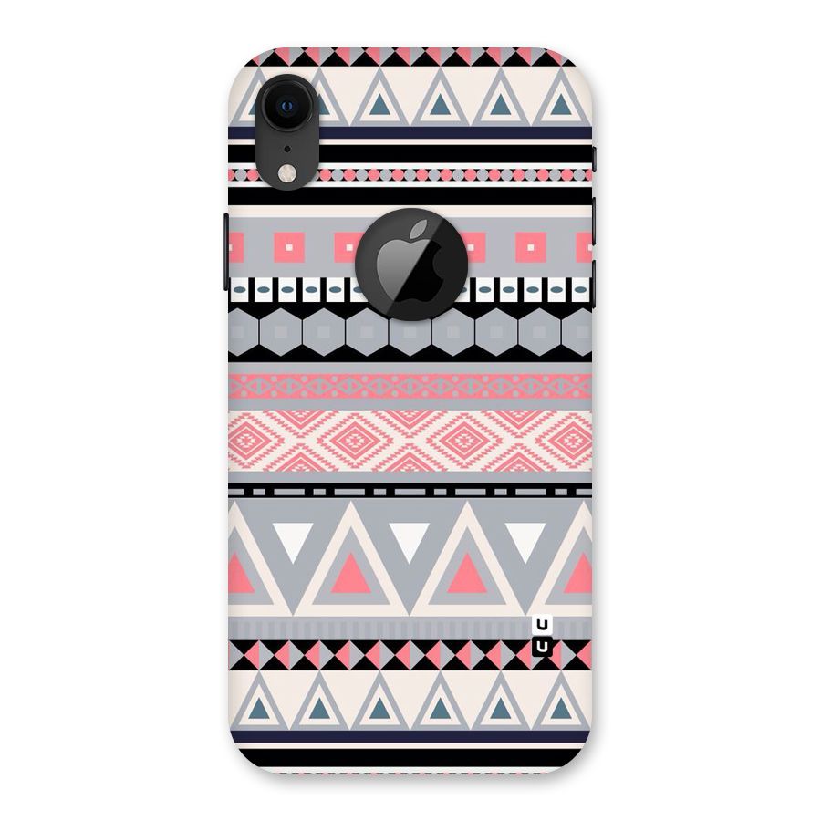 Grey Pink Pattern Back Case for iPhone XR Logo Cut