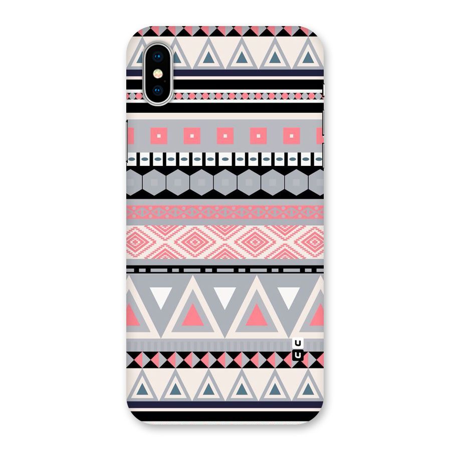 Grey Pink Pattern Back Case for iPhone XS