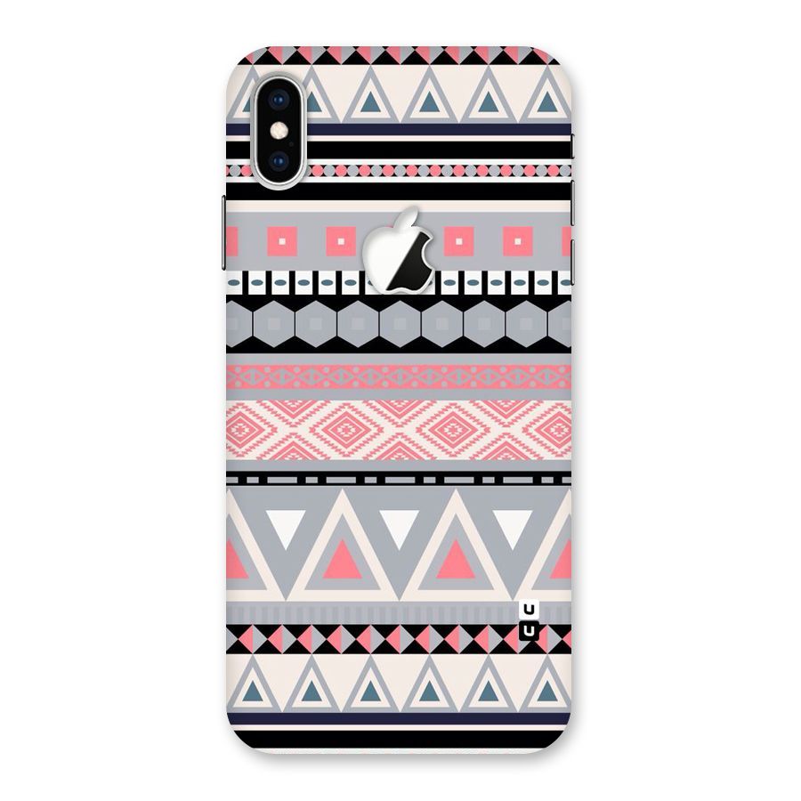 Grey Pink Pattern Back Case for iPhone XS Max Apple Cut