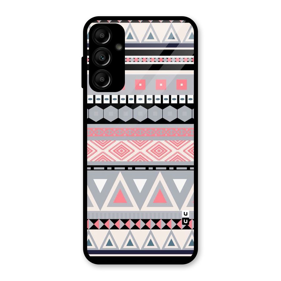 Grey Pink Pattern Glass Back Case for Galaxy A14 5G