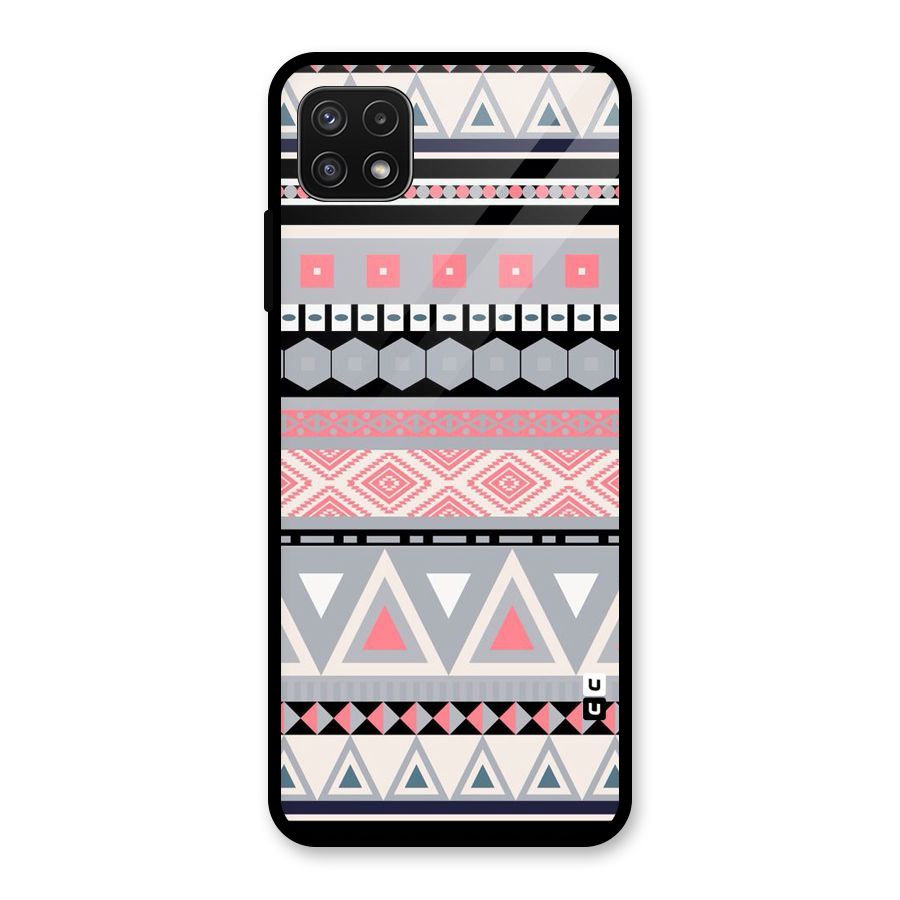 Grey Pink Pattern Glass Back Case for Galaxy A22 5G