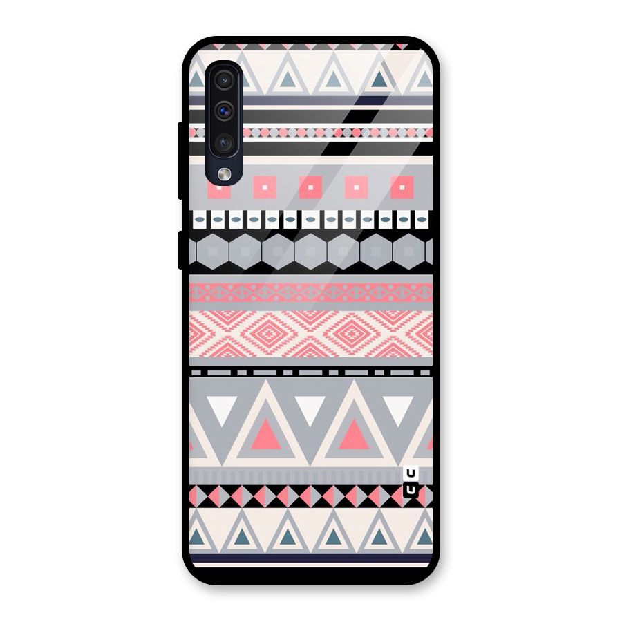 Grey Pink Pattern Glass Back Case for Galaxy A50s
